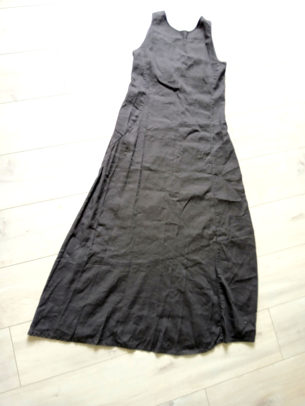 Sarah Pacini long chocolate brown linen/ cotton  women dress, S, pocket, Mint